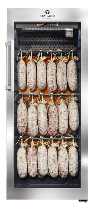 Хладилна витрина за сухо зреене, Premium S с LED Salt Wall, 100 кг, неръждаема - kuhnensko.com Хладилна витрина за сухо зреене, Premium S с LED Salt Wall, 100 кг, неръждаема