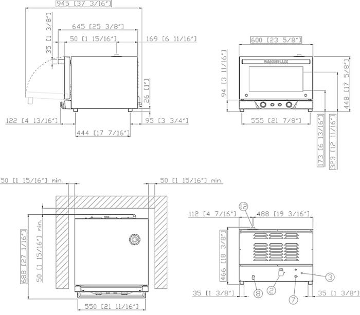 Конвектомат с овлажнител и помпа 3 нива 460х330 мм, BAKERLUX Classic Manual Humidity