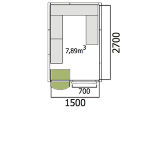 Хладилна стая среднотемпературна с обем 7,89 куб.м + агрегат