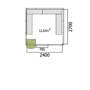 Хладилна стая среднотемпературна с обем 12,63 куб.м + агрегат