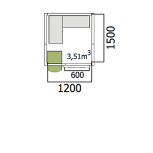 Хладилна стая среднотемпературна с обем 3,51 куб.м + агрегат и рафтове