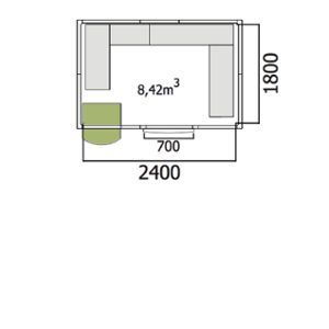 Хладилна стая среднотемпературна с обем 8,42 куб.м + агрегат и рафтове