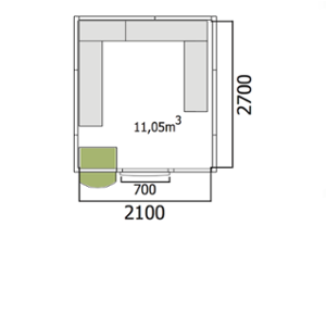 Хладилна стая нискотемпературна с обем 11,05 куб.м + агрегат и рафтове