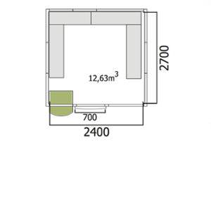 Хладилна стая нискотемпературна с обем 12,63 куб.м + агрегат и рафтове