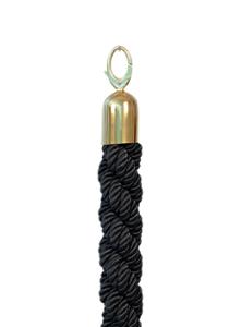 Въжена преграда от сатен, черен цвят, със златен накрайник, 1,5 м