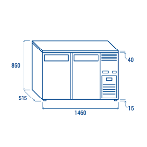 Подбарова хладилна витрина с отваряеми врати, H=860 мм, различни ширини