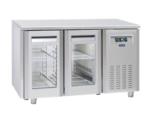 Среднотемпературна хладилна маса с 2 стъклени врати, без плот и компресор, GN 1/1 съвместима, различни видове