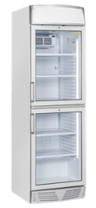 Хладилна витрина за напитки с 2 х 1/2  врати и панел, 350 л, клас D, бяла