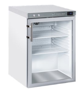 Хладилен шкаф, нискотемпературен за чаши с 1 стъклена врата, бял, 141 л