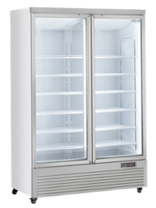 Хладилна витрина за напитки с 2 отваряеми стъклени врати, 1081 л, бяла, клас C