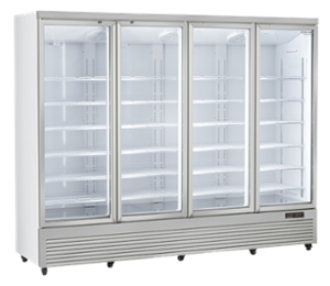 Хладилна витрина за напитки с 4 отваряеми стъклени врати, 2248 л, бяла, клас C