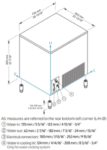 Ледогенератор за лед тип кубче Full Square Cube 23 г, 70 кг/24 ч, водно охлаждане - kuhnensko.com Ледогенератор за лед тип кубче Full Square Cube 23 г, 70 кг/24 ч, водно охлаждане