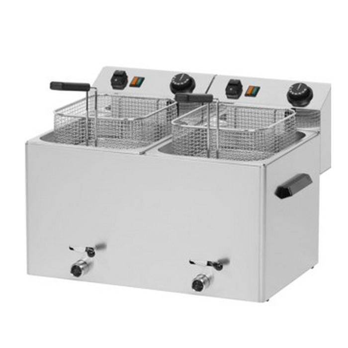 Електрически фритюрник с кранче за източване, 2x8 л., 6 kW - kuhnensko.com Електрически фритюрник с кранче за източване, 2x8 л., 6 kW