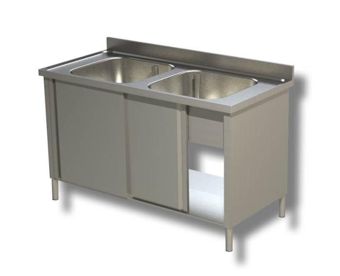 Работен шкаф с два умивални басейна, ширина 1200 мм. - kuhnensko.com Работен шкаф с два умивални басейна, ширина 1200 мм.