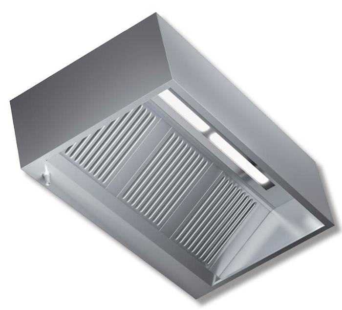 Аспираторен чадър стенен кубичен с мотор и луминисцентно осветление, ширина 2400 мм. - kuhnensko.com Аспираторен чадър стенен кубичен с мотор и луминисцентно осветление, ширина 2400 мм.