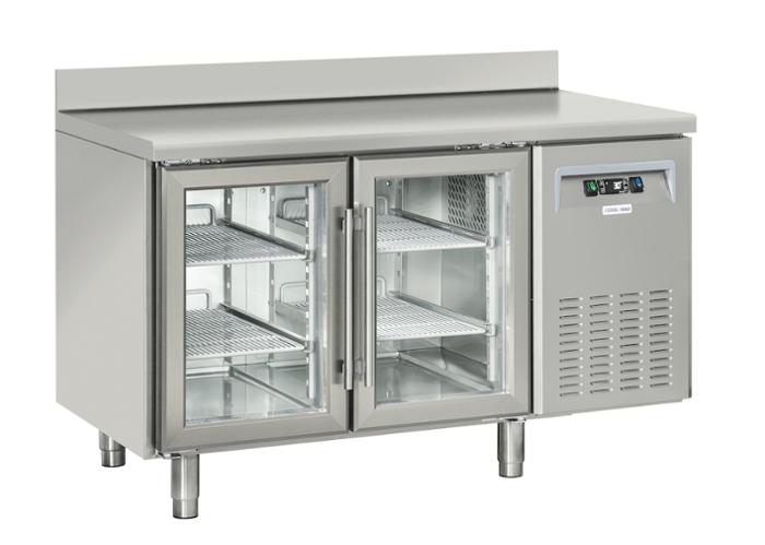 Среднотемпературна хладилна маса с 2 стъклени врати и борд, GN 1/1 съвместима - kuhnensko.com Среднотемпературна хладилна маса с 2 стъклени врати и борд, GN 1/1 съвместима