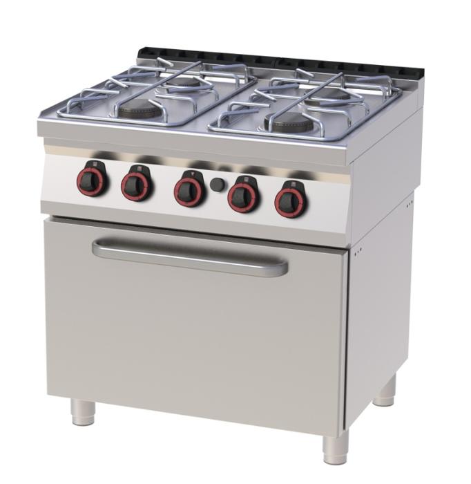 Печки с газова фурна GN 2/1 и четири горелки, с пилотен пламък и без - kuhnensko.com Печки с газова фурна GN 2/1 и четири горелки, с пилотен пламък и без