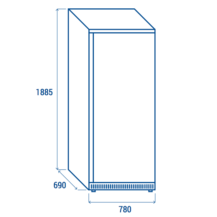 Среднотемпературен хладилен шкаф с неръждаема врата, 600л
