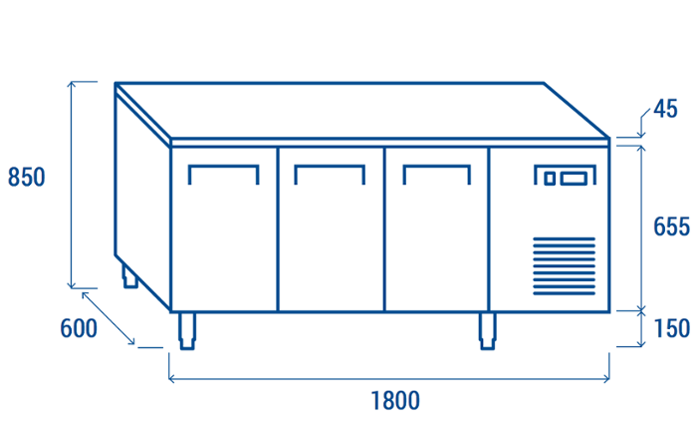 Среднотемпературна хладилна маса с 3 врати, 325х410 мм съвместима, SR3100 - kuhnensko.com Среднотемпературна хладилна маса с 3 врати, 325х410 мм съвместима, SR3100