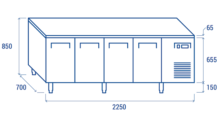 Среднотемпературна хладилна маса с 4 врати, GN 1/1 съвместима - kuhnensko.com Среднотемпературна хладилна маса с 4 врати, GN 1/1 съвместима