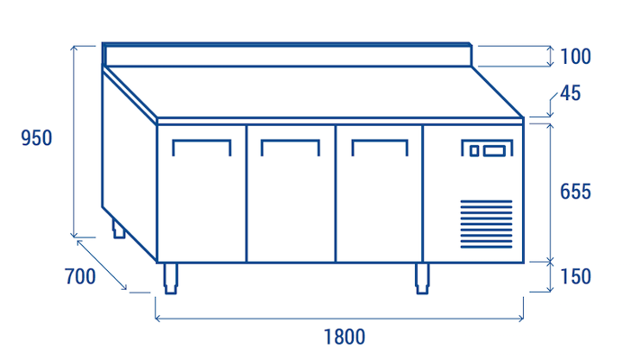 Нискотемпературна хладилна маса с 3 врати и борд, GN 1/1 съвместима - kuhnensko.com Нискотемпературна хладилна маса с 3 врати и борд, GN 1/1 съвместима