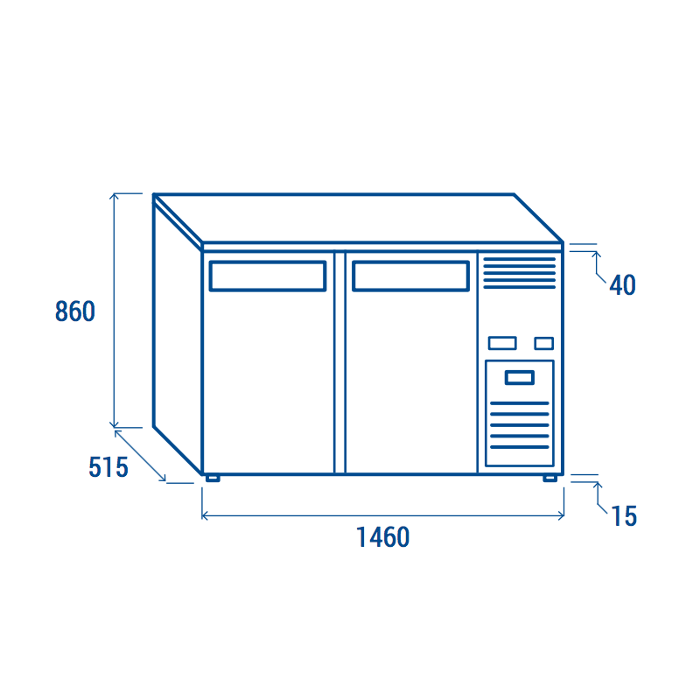 Подбарова хладилна витрина с отваряеми врати, H=860 мм, различни ширини