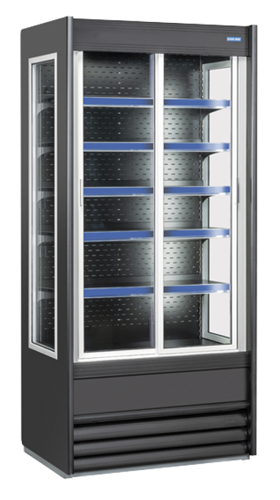 Хладилна витрина с плъзгащи врати, стенна, 821 л, черна, клас D - kuhnensko.com Хладилна витрина с плъзгащи врати, стенна, 821 л, черна, клас D