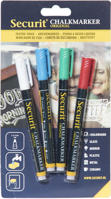 Маркери течен тебешир, цветни, 1-2 мм - комплект 4 бр. - kuhnensko.com Маркери течен тебешир, цветни, 1-2 мм - комплект 4 бр.