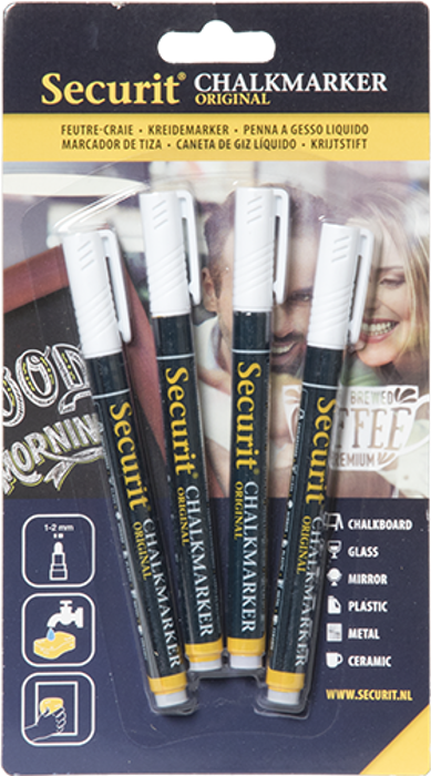 Маркери течен тебешир, бял, 1-2 мм - комплект 4 бр. - kuhnensko.com Маркери течен тебешир, бял, 1-2 мм - комплект 4 бр.