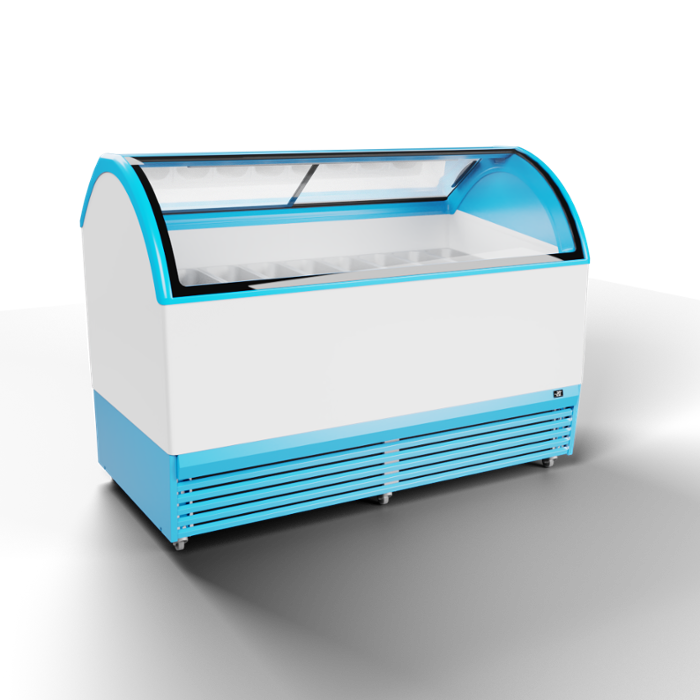 Хладилна витрина за сладолед, 18 съда, синя - kuhnensko.com Хладилна витрина за сладолед, 18 съда, синя