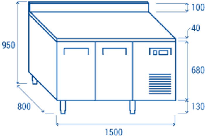 Среднотемпературна хладилна маса с 2 врати и борд, 600x400 мм съвместима, PA2200 - kuhnensko.com Среднотемпературна хладилна маса с 2 врати и борд, 600x400 мм съвместима, PA2200