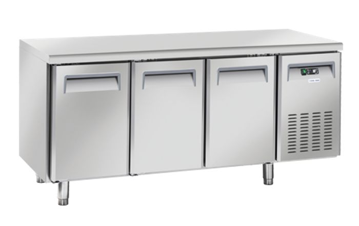 Нискотемпературна хладилна маса с 3 врати, GN 1/1 съвместима - kuhnensko.com Нискотемпературна хладилна маса с 3 врати, GN 1/1 съвместима