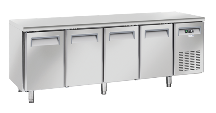 Нискотемпературна хладилна маса с 4 врати, GN 1/1 съвместима - kuhnensko.com Нискотемпературна хладилна маса с 4 врати, GN 1/1 съвместима