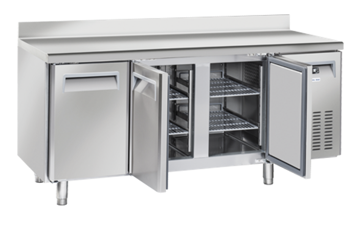 Нискотемпературна хладилна маса с 3 врати и борд, GN 1/1 съвместима - kuhnensko.com Нискотемпературна хладилна маса с 3 врати и борд, GN 1/1 съвместима