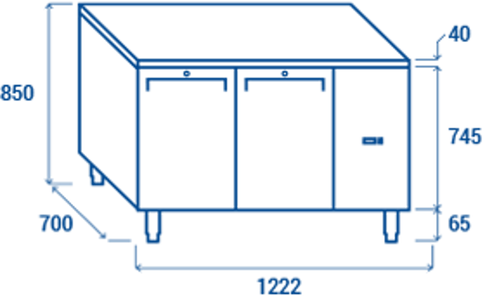 Нискотемпературна хладилна маса с 2 врати, без агрегат, GN 1/1 съвместима - kuhnensko.com Нискотемпературна хладилна маса с 2 врати, без агрегат, GN 1/1 съвместима