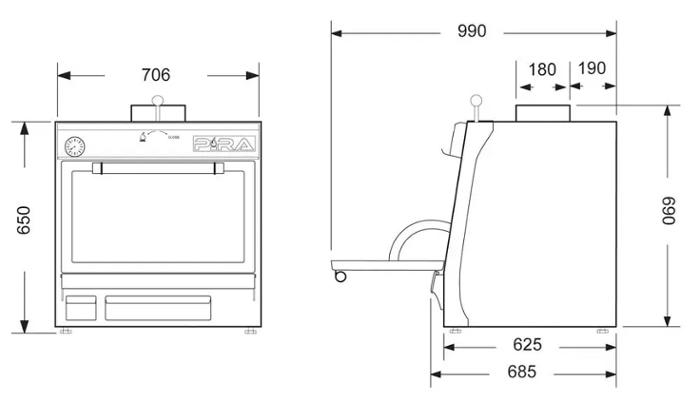 Фурна-барбекю на дървени въглища PIRA-70 XL LUX, настолна - kuhnensko.com Фурна-барбекю на дървени въглища PIRA-70 XL LUX, настолна