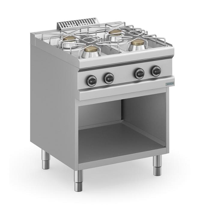 Газов котлон с четири газови горелки, свободно стоящ върху отворен шкаф - kuhnensko.com Газов котлон с четири газови горелки, свободно стоящ върху отворен шкаф