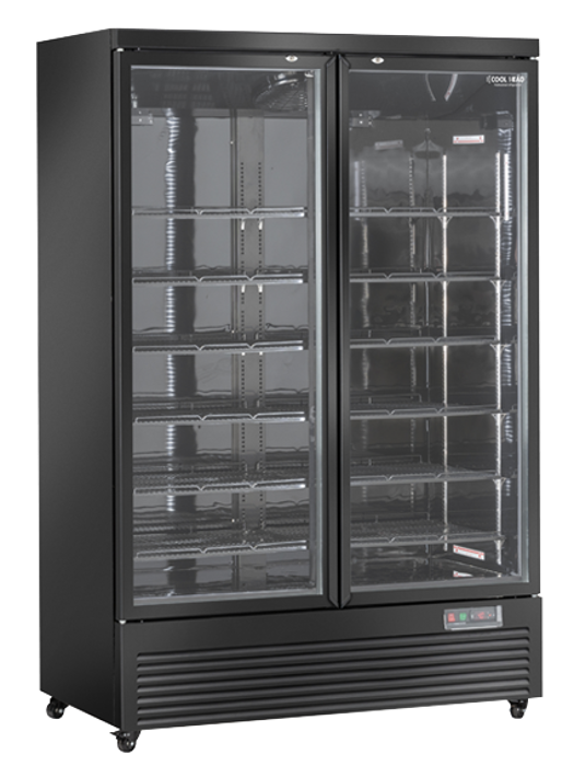 Хладилна витрина за напитки с 2 отваряеми стъклени врати, 1081 л, черна, клас C - kuhnensko.com Хладилна витрина за напитки с 2 отваряеми стъклени врати, 1081 л, черна, клас C