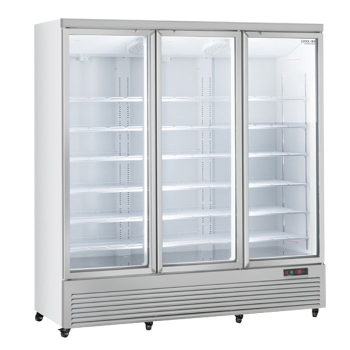 Хладилна витрина за напитки с 3 отваряеми стъклени врати, 1664 л, бяла, клас C - kuhnensko.com Хладилна витрина за напитки с 3 отваряеми стъклени врати, 1664 л, бяла, клас C