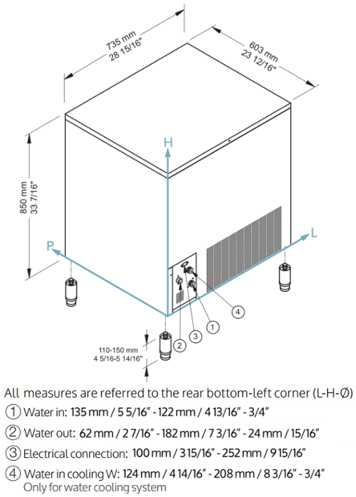 Ледогенератор за лед тип кубче Full Square Cube 23 г, 70 кг/24 ч, водно охлаждане - kuhnensko.com Ледогенератор за лед тип кубче Full Square Cube 23 г, 70 кг/24 ч, водно охлаждане